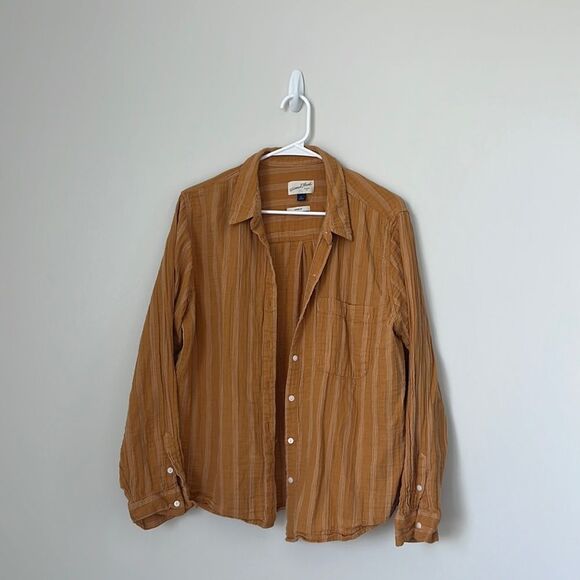 Tops - Yellow with white strips button down!